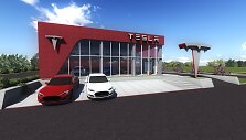 &bdquo;Tesla&ldquo; įkrovimo stotelės vizualizacija 