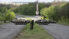 Ukrainos kariai netoli Slovjansko miesto