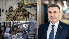 Robertas Gabulas (de&scaron;inėje) &ndash; apie žmonių padėtį Ukrainoje