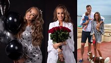 Viktorija Siegel su sužadėtiniu Danieliumi Bunkumi, dukra Nicole ir auginiu Bruno