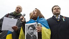 Prie Rusijos ambasados mitingas prie&scaron; Rusijos agresiją.