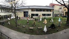 Kalėdinių eglučių kiemelis I.Simonaitytės bibliotekoje.