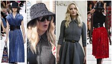 Aktorė Jennifer Lawrence (dvi vidurinės foto) ir &bdquo;Dior&ldquo; kolekcijos modeliai