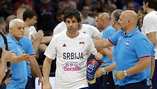 Kontrolinės rungtynės Belgrade: Serbija &ndash; Lietuva. Milo&scaron;as Teodo&scaron;ičius ir Aleksandras Džordževičius.