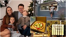 Ąžuolas Žvagulis su &scaron;eima, įrengtas maisto vagonėlis &bdquo;Ąžuolyno virtuvė&ldquo;