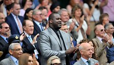 Shaquille&rsquo;as O'Nealas stebėjo pirmą mačą centriniame korte tarp Andy Murray ir Davido Goffino