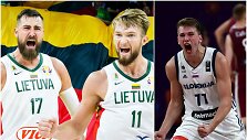 Luka Dončičius (de&scaron;inėje) ir Slovėnijos rinktinė bus Jono Valančiūno, Domanto Sabonio ir kelyje.