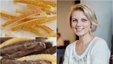 Dangira &Scaron;ima&scaron;iutė ir jos gamuntos cukruotos apelsinų žievelės