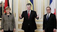 Kijeve aptarti taikos plano susitiko Angela Merkel, Francoise Hollande'as ir Petro Poro&scaron;enka 2015 m. vasario 05 d. 
