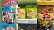 Lietuvi&scaron;ki produktai su etiketėmis rusų kalba