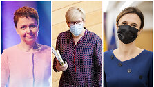 Žurnalistė Nemira Pumprickaitė, premjerė Ingrida &Scaron;imonytė, Seimo pirmininkė Viktorija Čmilytė-Nielsen