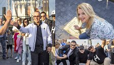 Nidos &Scaron;lovės take įamžinti &bdquo;Hiperbolės&ldquo;, Kastyčio Kerbedžio, Ingos Valinskienės ir Gintaro Zdebskio delnų atspaudai.