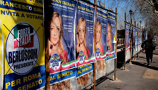 Rinkiminiai plakatai prie&scaron; kovo 4 dienos balsavimą Italijoje