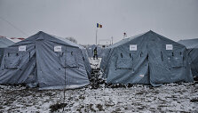 Pabėgėlių palapinės Ukrainos pasienyje