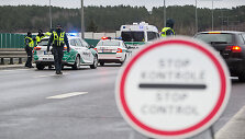 Policijos patikros postas prie įvažiavimo į Vilnių