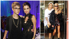Justinas Bieberis su Selena Gomez 2011 metais ir su Hailey Baldwin 2018 metais
