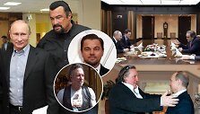 Vladimiras Putinas su žinomomis kino pasaulio žvaigždėmis
