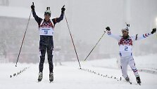 Emilis Hegle Svendsenas ir Martinas Fourcade'as fini&scaron;uoja