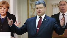 Angela Merkel, Petro Poro&scaron;enka ir Vladimiras Putinas