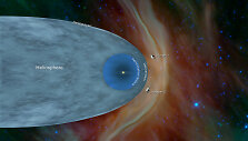 &bdquo;Voyager 1&ldquo; ir &bdquo;Voyager 2&ldquo; zondų pozicijos, pažymėtos NASA kosminiame žemėlapyje