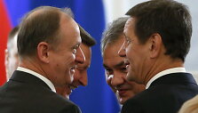 (i&scaron; kairės) Nikolajus Patru&scaron;evas, Sergejus Ivanovas, Sergejus &Scaron;oigu ir Aleksandras Žukovas