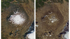 Okj&ouml;kull ledynas 1986 m. ir 2019 m.