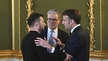 Volodymyras Zelenskis, Keiras Starmeris ir Emmanuelis Macronas