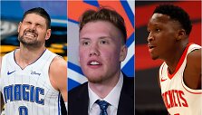 I&scaron; kairės: Nikola Vučevičius, Ignas Brazdeikis, Victoras Oladipo