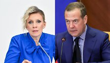 Marija Zacharova ir Dmitrijus Medvedevas
