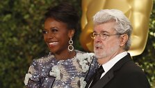 Režisierius George'as Lucasas su žmona Mellody Hobson
