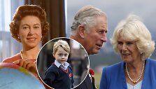 Karalienė Elžbieta II, karalius Karolis III, karalienė konsortė Camilla, princas George'as