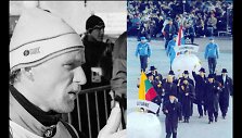 Gintaras Jasinskas ne&scaron;ė Lietuvos vėliavą 1992 m. žiemos olimpinėse žaidynėse