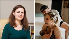 Aku&scaron;erė, dula A.&Scaron;kudienė, gimdymas namuose