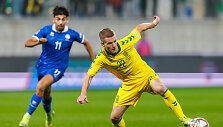 Lietuvos futbolo rinktinė Tautų lygos rungtynėse Kipre. Paulius Golubickas