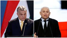 Vengrijos premjeras Viktoras Orbanas ir Lenkijos valdančiųjų lyderis Jaroslawas Kaczynskis