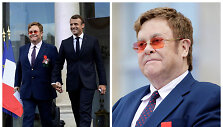 Emmanuelis Macronas ir Eltonas Johnas 