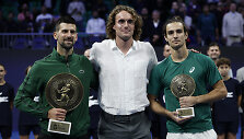 Novakas Džokovičius, Stefanos Tsitsipas ir Lorenzo Musetti