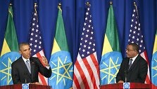 JAV prezidentas Barackas Obama su Etiopijos premjeru Hailemariamu Desalegniu