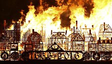 Londone minint 1666-ųjų didžiojo gaisro metines padegta didžiulis medinis miesto maketas