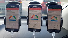 Matavimai atlikti su &bdquo;TelcoQ&ldquo;&nbsp; aplikacijomis &bdquo;Rotten Wifi&ldquo;, kurios įdiegtos trijuose &bdquo;Samsung Galaxy S6&rdquo; telefonuose su &bdquo;Omnitel&ldquo;(kairėje), &bdquo;Tele 2&rdquo; ir &bdquo;Bitės&ldquo; (de&scaron;inėje) abonentinėmis kortelėmis.