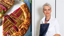 Nida Degutienė ir jos kepta rabarbarų tarta su migdolais