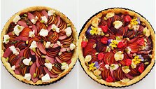 Tarta su rūkyta antiena, gorgonzola ir slyvomis