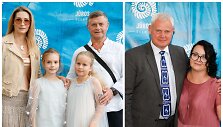Daina Bosas su &scaron;eima, Klaipėdos miesto meras Vytautas Grubliauskas su žmona Inga