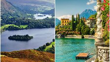Ežerų kra&scaron;tas Anglijoje ir Komo ežeras Italijoje