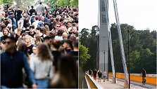 &bdquo;Rammstein&ldquo; fanų minia, Vingio parką ir Žvėryną jungiantis tiltas