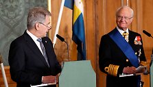 Suomijos prezidentas Sauli Niinisto ir &Scaron;vedijos karaliaus Carlas XVI Gustavas