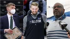 Dėl Domanto Sabonio (viduryje) nei&scaron;rinkimo tarp žvaigždžių piktinosi jo brolis Tautvydas (kairėje) ir Shaquille'as O'Nealas