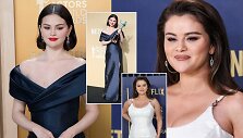 Selena Gomez 2025 m. (kairėje) ir 2024 m. (de&scaron;inėje)