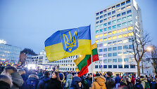 Ukrainos palaikymo akcija Vienybės aik&scaron;tėje