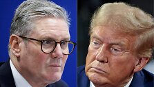 Britų ministras pirmininkas Keiras Starmeris ir i&scaron;rinktasis JAV prezidentas Donaldas Trumpas / LUDOVIC MARIN JEFF KOWALSKY / AFP